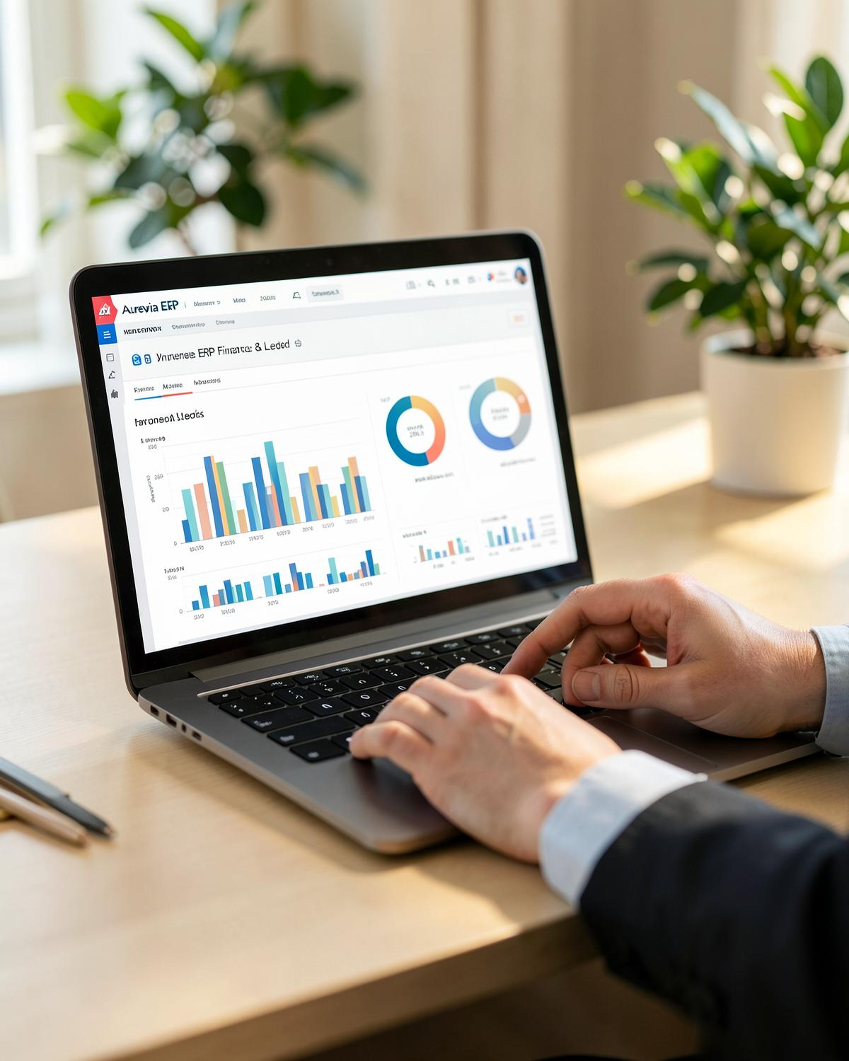 Finance analytics dashboard on a laptop