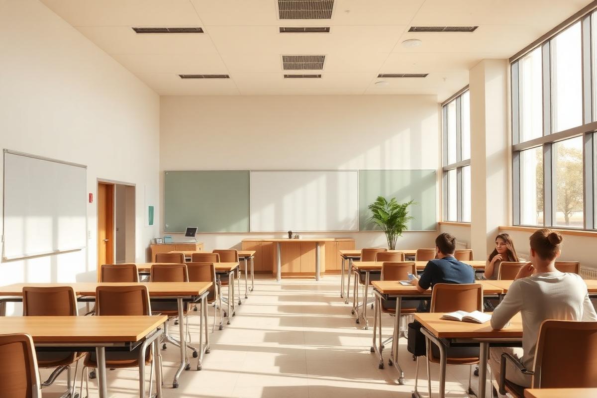 Contemporary campus classroom and administration environment